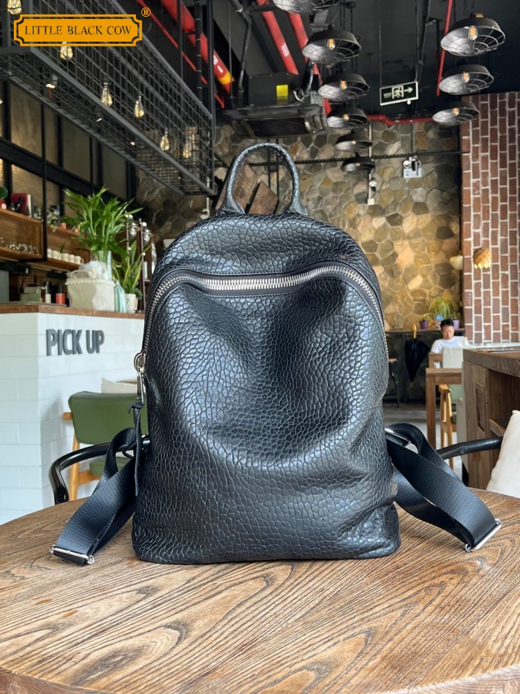 Leather Work Backpack - ソフト天然羊皮カジュアルバックパックユニセックスジップオフィスワーク多用途本革バックパック男性韓国スタイル原宿バッグ