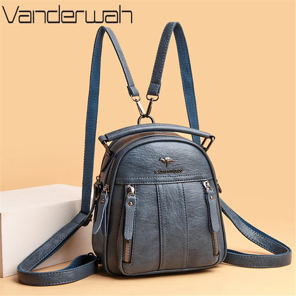 Leather Work Backpack - 女性用4 in 1レザーバックパック,多機能ショルダーバッグ,ファッショナブルな小さなバックパック,女の子用トラベルバッグ,新しいコレクション