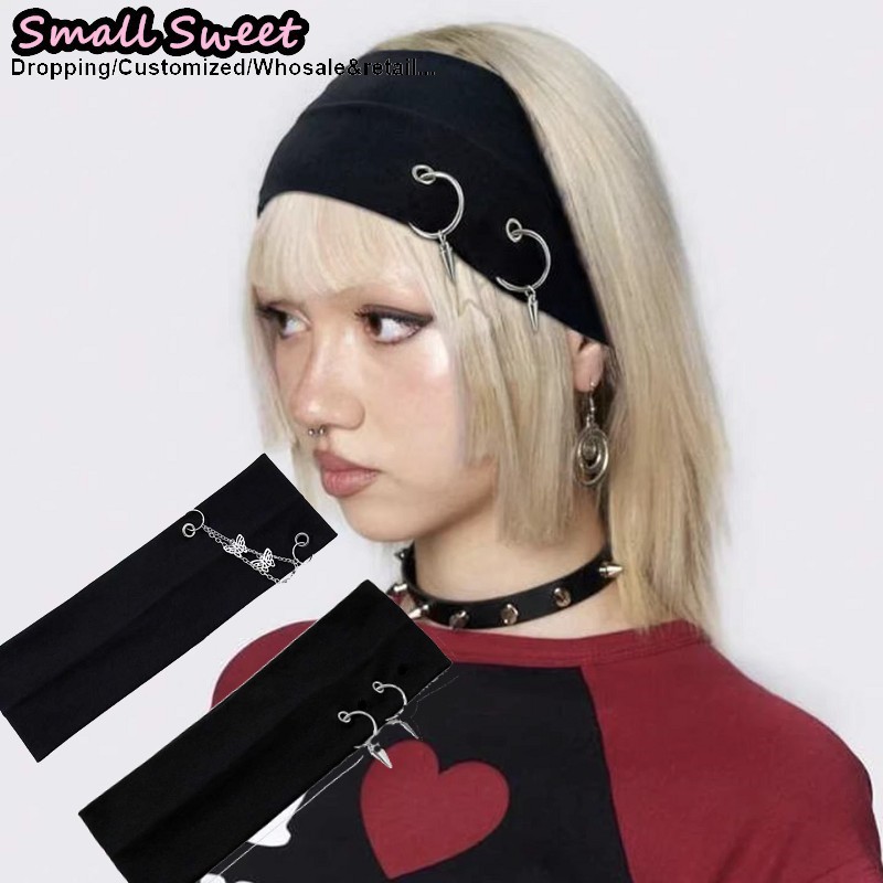 Leatherwork Pony - Ins ブロガースタイル Y2K パンクコーンスポーツヘッドバンド女性用弾性吸汗性ヘアバンドファッションストリートヘアアクセサリー