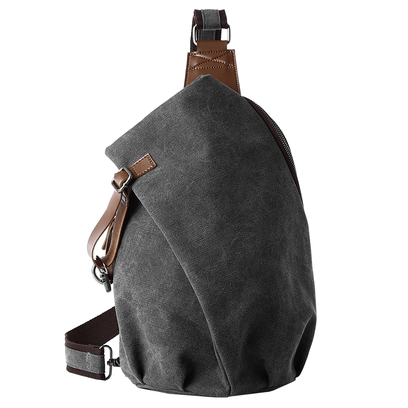 Leather Work Backpack - MTE ELAN 大容量レトロキャンバススリングバッグ男性革チェストバッグカジュアル旅行レジャー男性オリーブグリーンショルダーバックパック