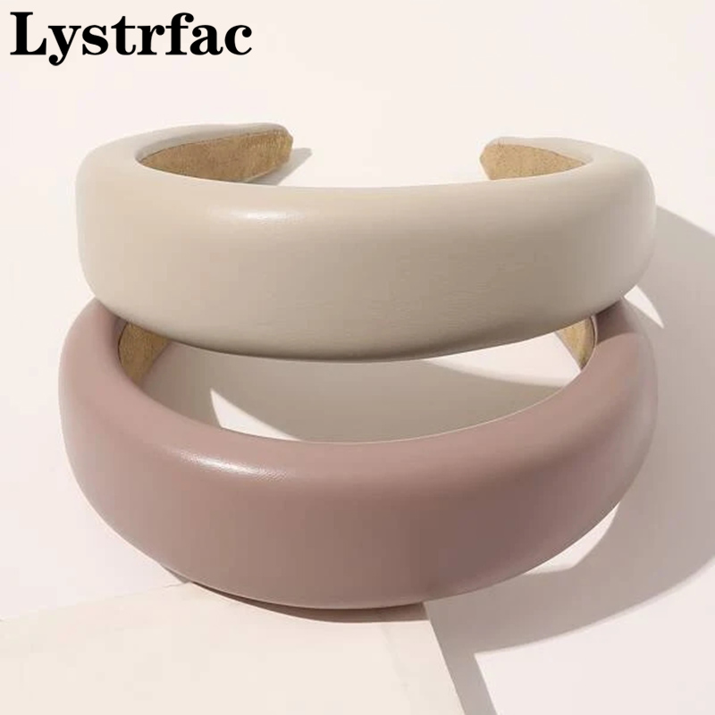 Leatherwork Pony - Lystrfac-女性と女の子のための合成皮革ヘッドバンド,厚くて幅の広いスポンジバンド,レトロでシンプルなヘアアクセサリー