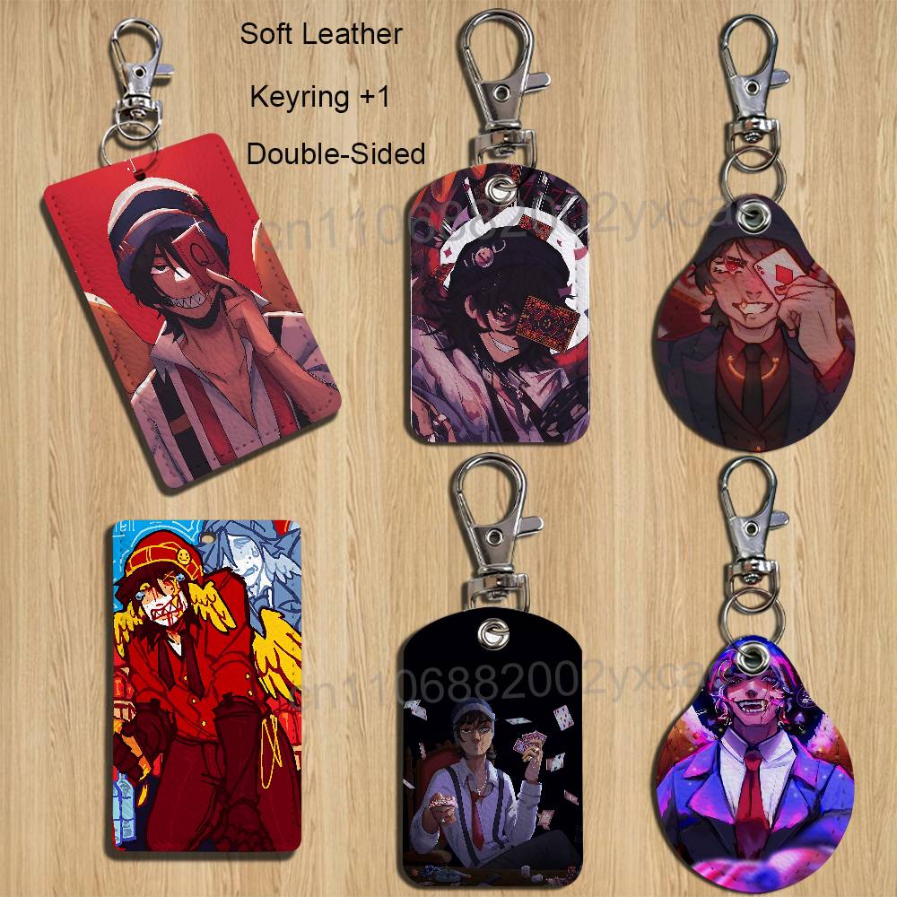 Leatherwork Keychain - ゲーム DSMP QSMP Quackity ホルダー銀行ビジネスワークカードホルダー学生カードケースバスカードキーホルダー