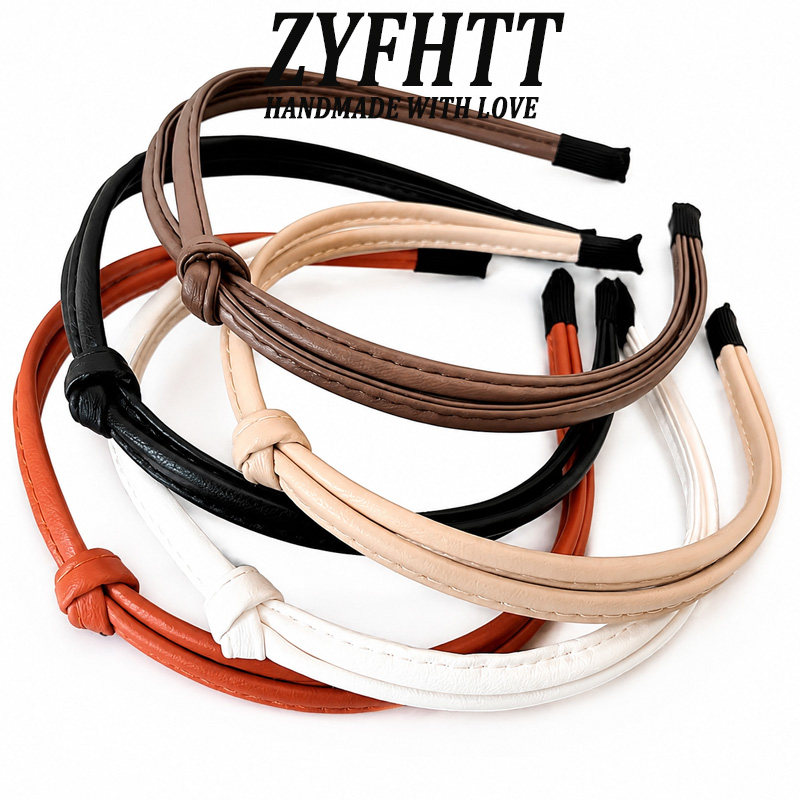 Leatherwork Pony - 1/5 個 ZYFHTT PU レザーヘッドバンド女性のためのエレガントなシンプルな洗顔ヘッドバンドファッションガールズヘアバンドヘアアクセサリー