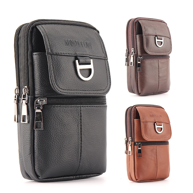 Leather Work Backpack - メンズレザーウエストバッグ - 大容量携帯電話ベルトバッグ - アウトドアワークバックパック、スポーツハイキングバッグ、ポータブルクロスボディバッグ