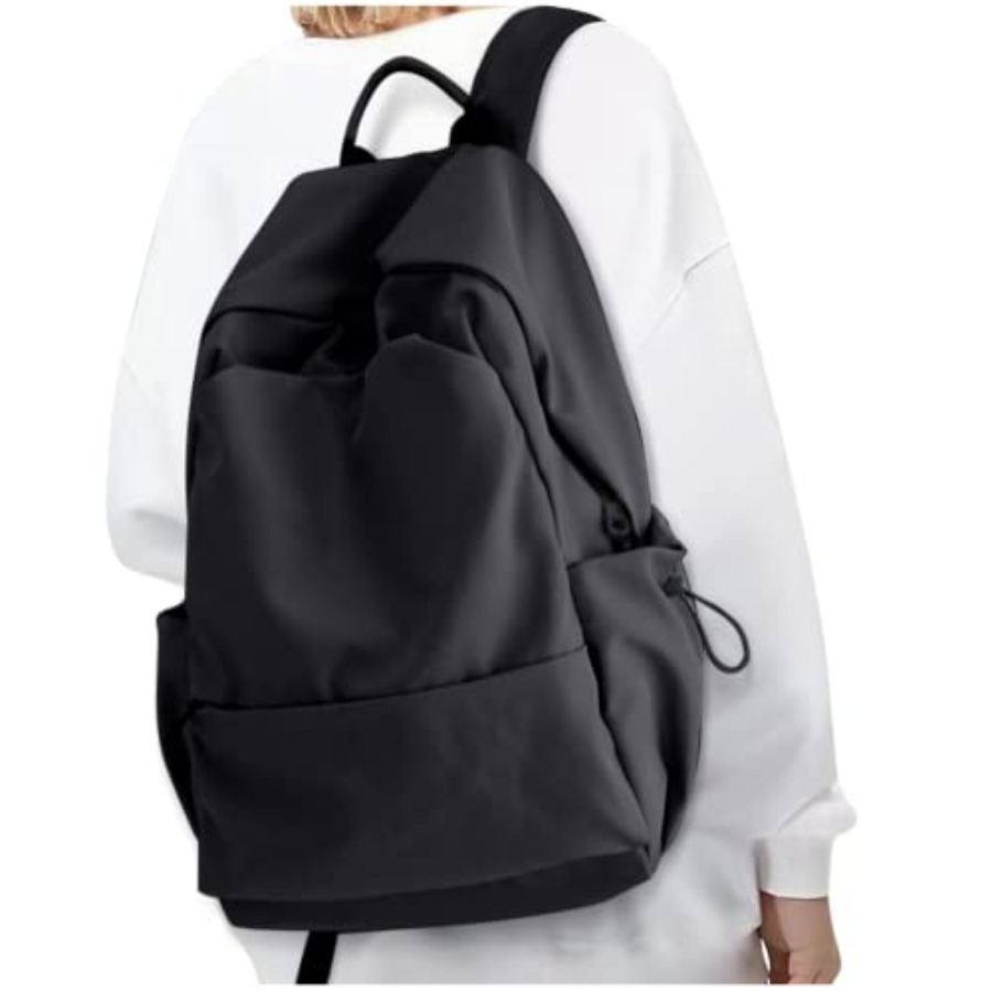 Leather Work Backpack - 女性用ブラックバックパック、大学用小型スクールバックパック、仕事用ラップトップバックパック、男性用防水ジムバックパック、軽量