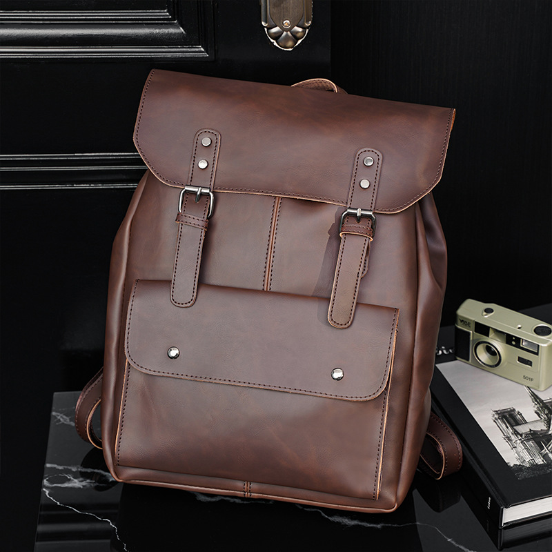 GOYN ヴィンテージメンズレザーバックパックブックバッグ  - Leather Work Rucksack のレビューと価格