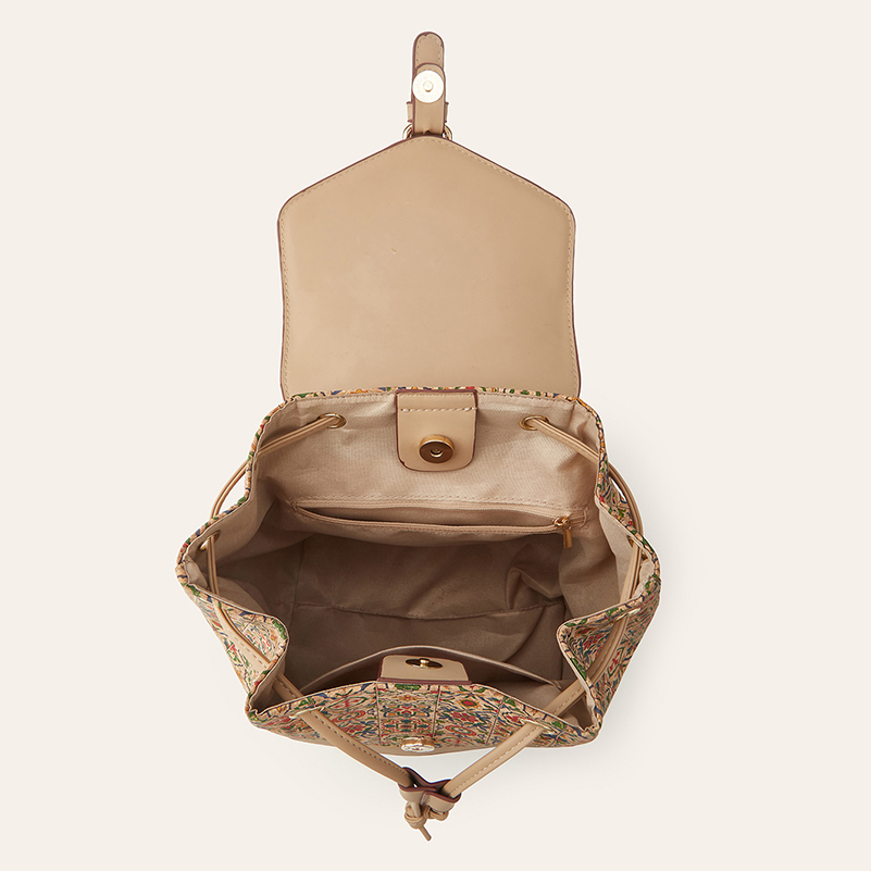 バックパックバッグ レトロ コルクレザー 国花プリント 大容 - Leather Work Backpack のレビューと価格