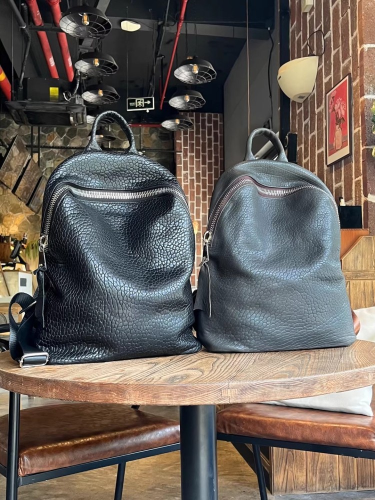 ソフト天然羊皮カジュアルバックパックユニセックスジップオフィ - Leather Work Backpack のレビューと価格