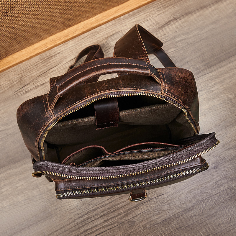 メンズ トップグレイン ワックスドレザー ラップトップ バッ - Leather Work Backpack のレビューと価格