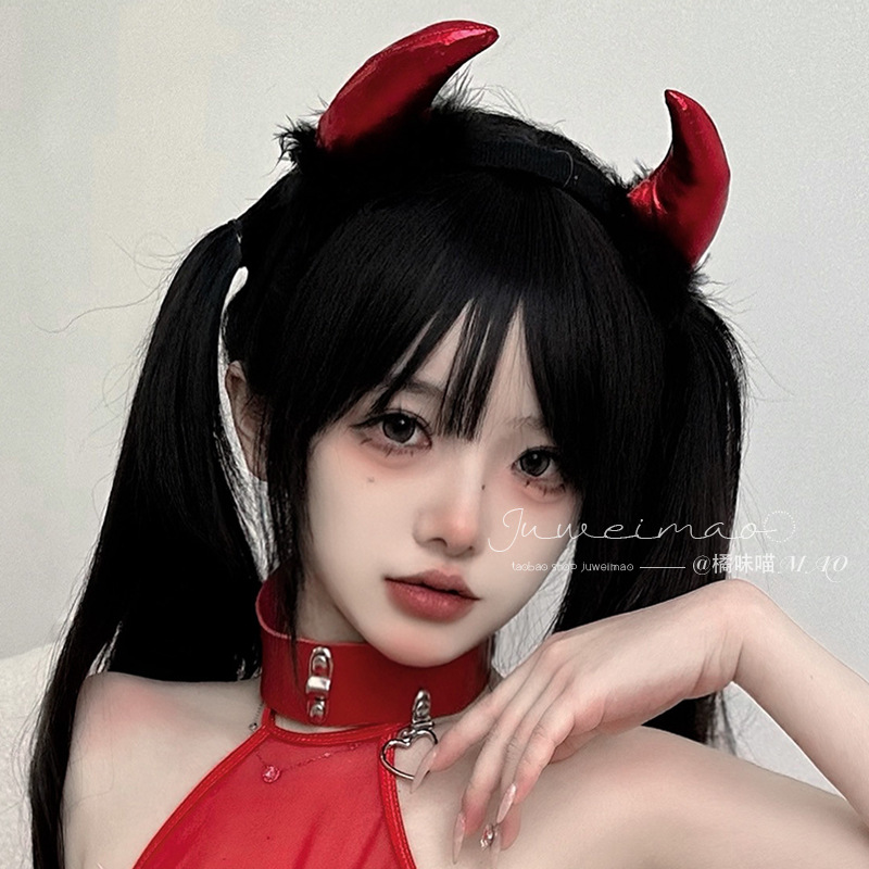 ハロウィン小悪魔コスプレヘッドバンド黒赤ダークスタイルかわい - Leatherwork Pony のレビューと価格