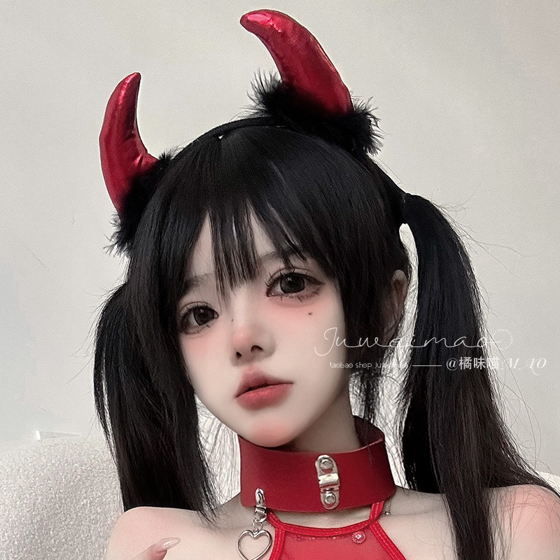 ハロウィン小悪魔コスプレヘッドバンド黒赤ダークスタイルかわい - Leatherwork Pony のレビューと価格