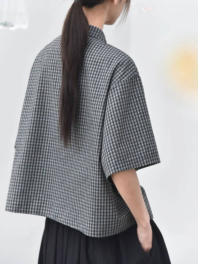 グリーンチェック柄女性フラワーパッチビッグサイズブラウス新し - Leatherwork Flowers のレビューと価格