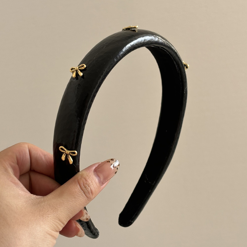 金色の弓が付いたレトロな革のヘッドバンド,ヘアピン,気質,毎 - Leatherwork Pony のレビューと価格