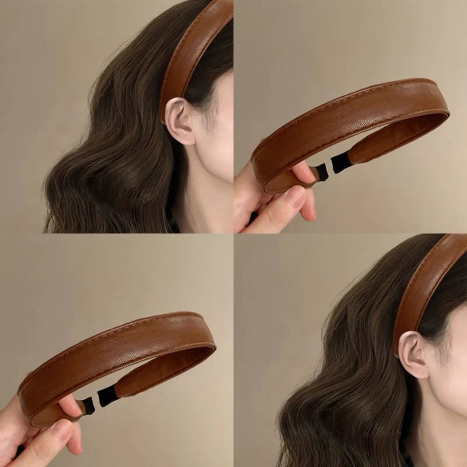 1Pc レトロワインレッドレザーヘッドバンドハイエンドヘアコ - Leatherwork Pony のレビューと価格