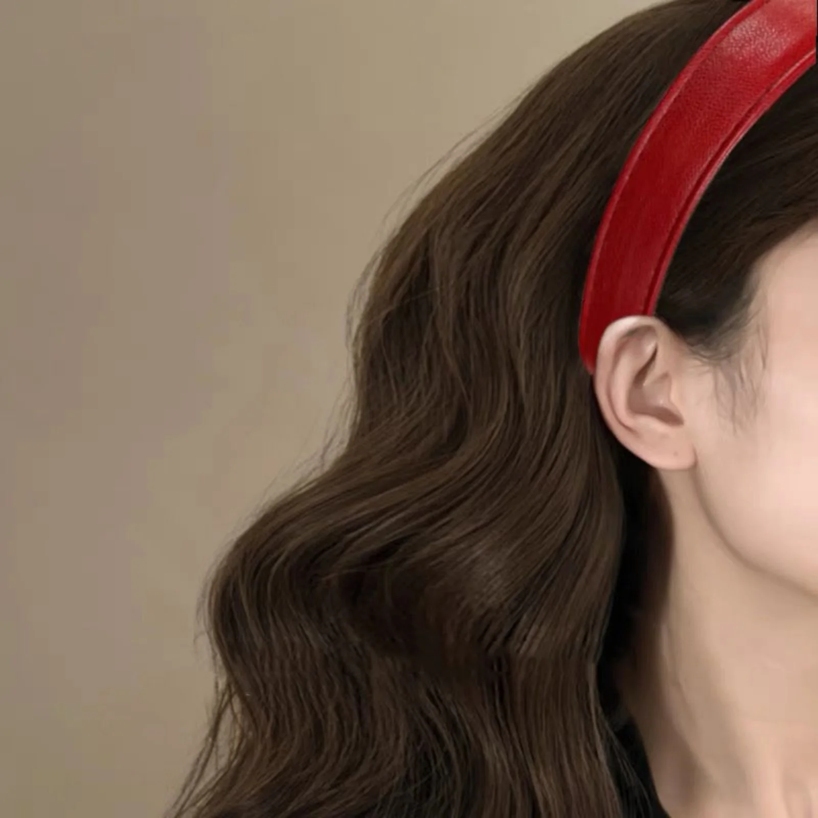 1Pc レトロワインレッドレザーヘッドバンドハイエンドヘアコ - Leatherwork Pony のレビューと価格