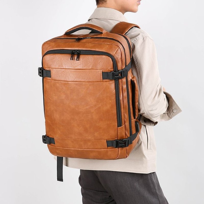 2027 新しい男性バックパック PU レザーバッグパック大 - Leather Work Backpack のレビューと価格