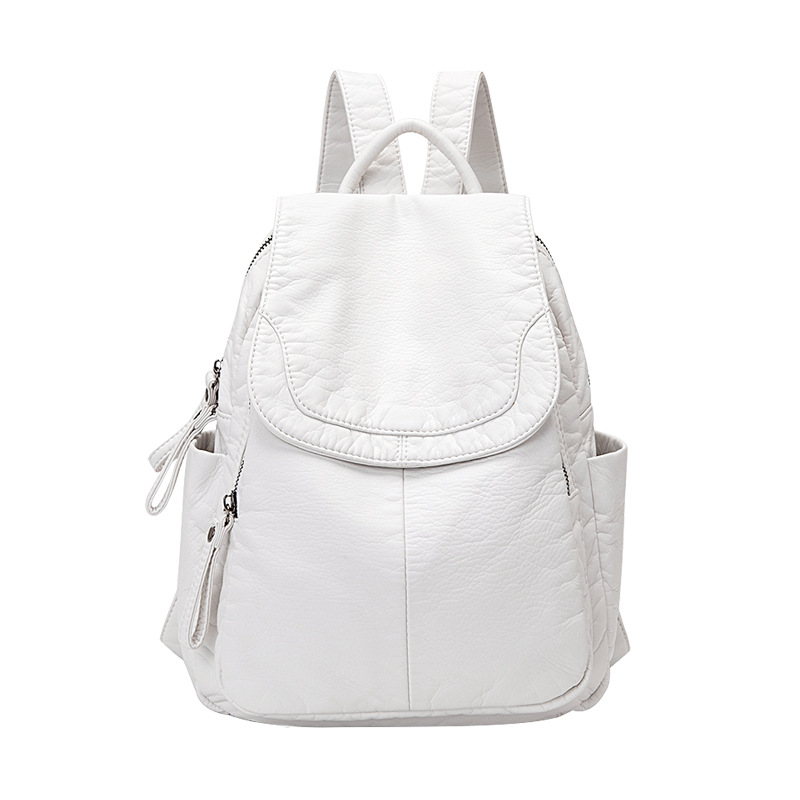 女性のための白いウォッシュレザーバックパック、ティーンエイジ - Leather Work Backpack のレビューと価格