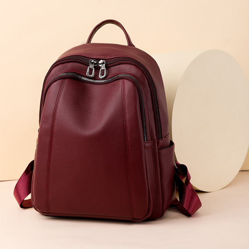 高品質の革のバックパック女性の大容量バックパック財布女性ヴィ - Leather Work Backpack のレビューと価格