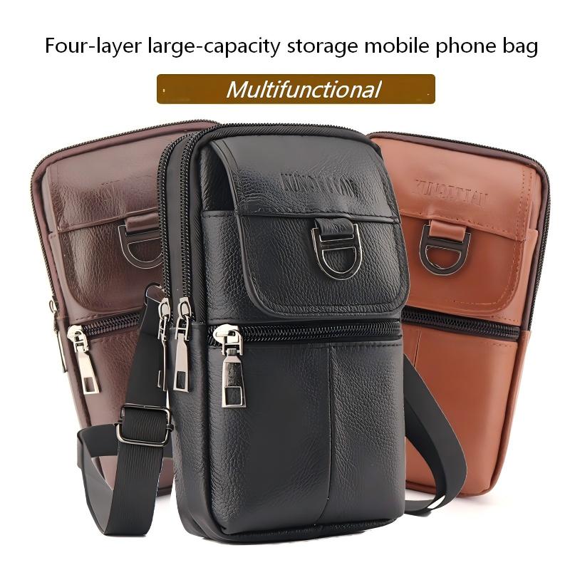 メンズレザーウエストバッグ - 大容量携帯電話ベルトバッグ  - Leather Work Backpack のレビューと価格