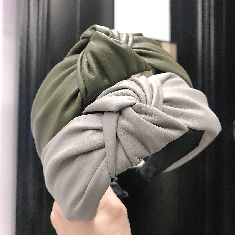 新しいファッションソリッドカラーの髪結び目ヘアバンド女性のた - Leatherwork Pony のレビューと価格