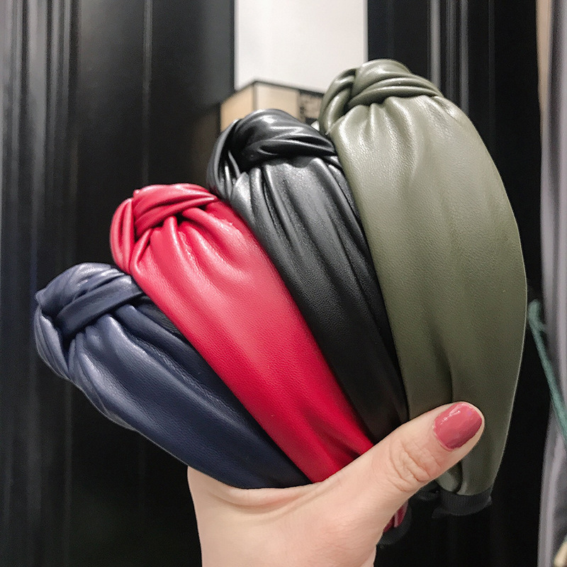 新しいファッションソリッドカラーの髪結び目ヘアバンド女性のた - Leatherwork Pony のレビューと価格