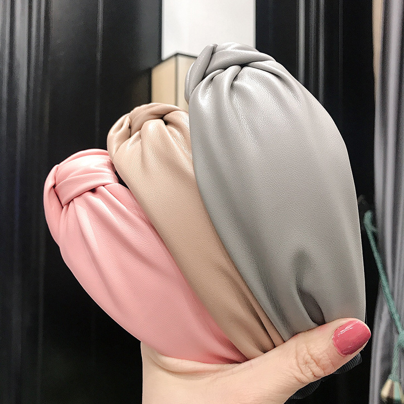 新しいファッションソリッドカラーの髪結び目ヘアバンド女性のた - Leatherwork Pony のレビューと価格