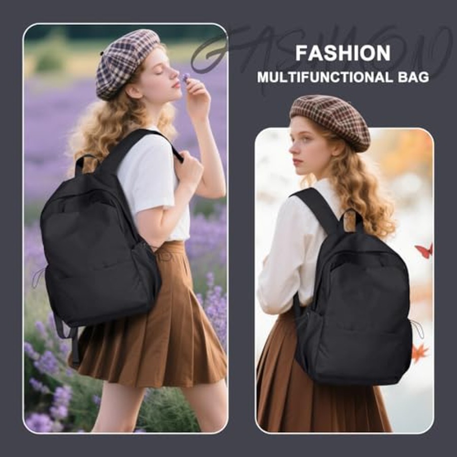 女性用ブラックバックパック、大学用小型スクールバックパック、 - Leather Work Backpack のレビューと価格