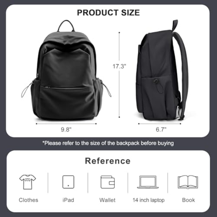 女性用ブラックバックパック、大学用小型スクールバックパック、 - Leather Work Backpack のレビューと価格